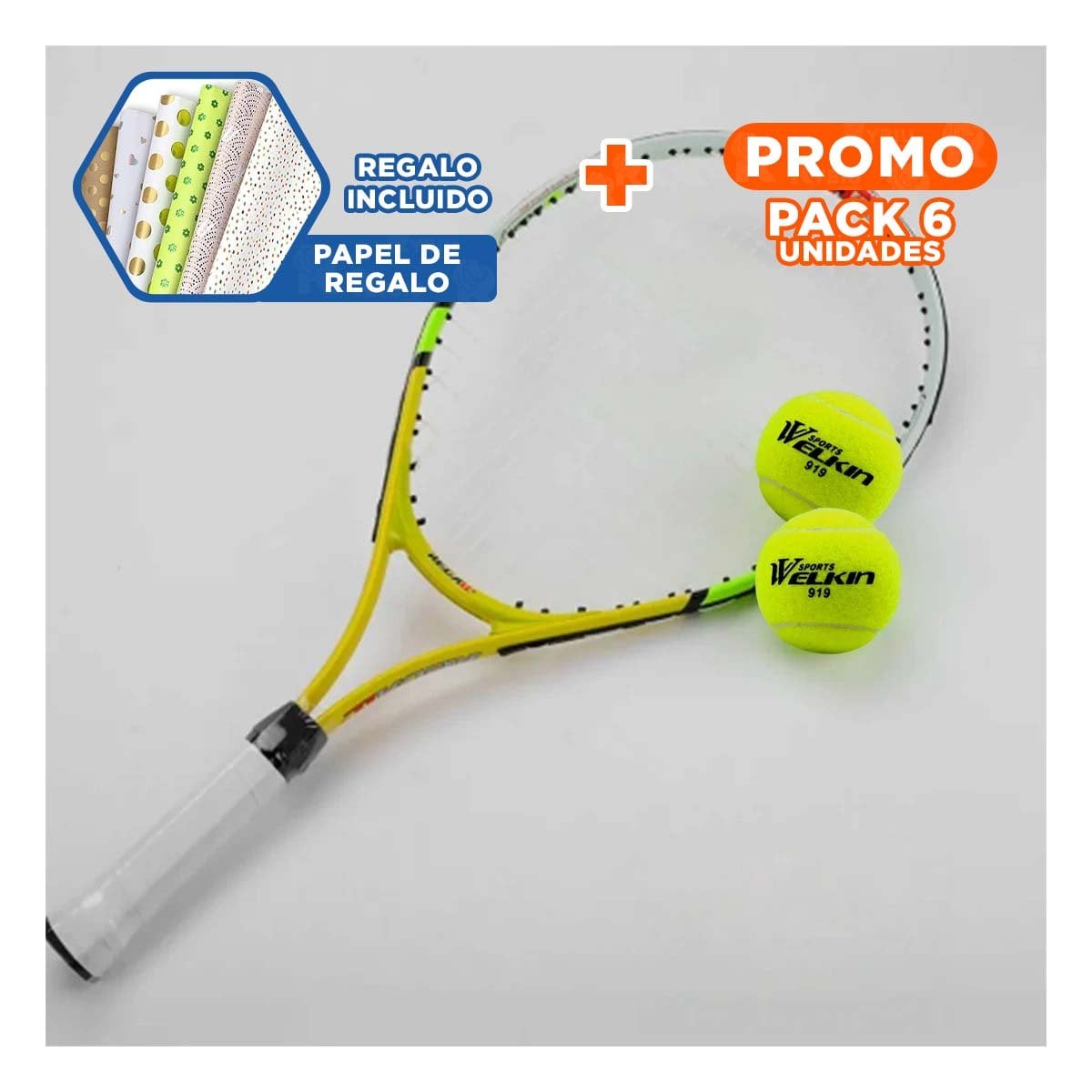 PACK6 LOTE 3 PELOTAS DE TENIS TENNIS BALLS PARA USO DEPORTIVO Y+PAPEL REGALO - 1