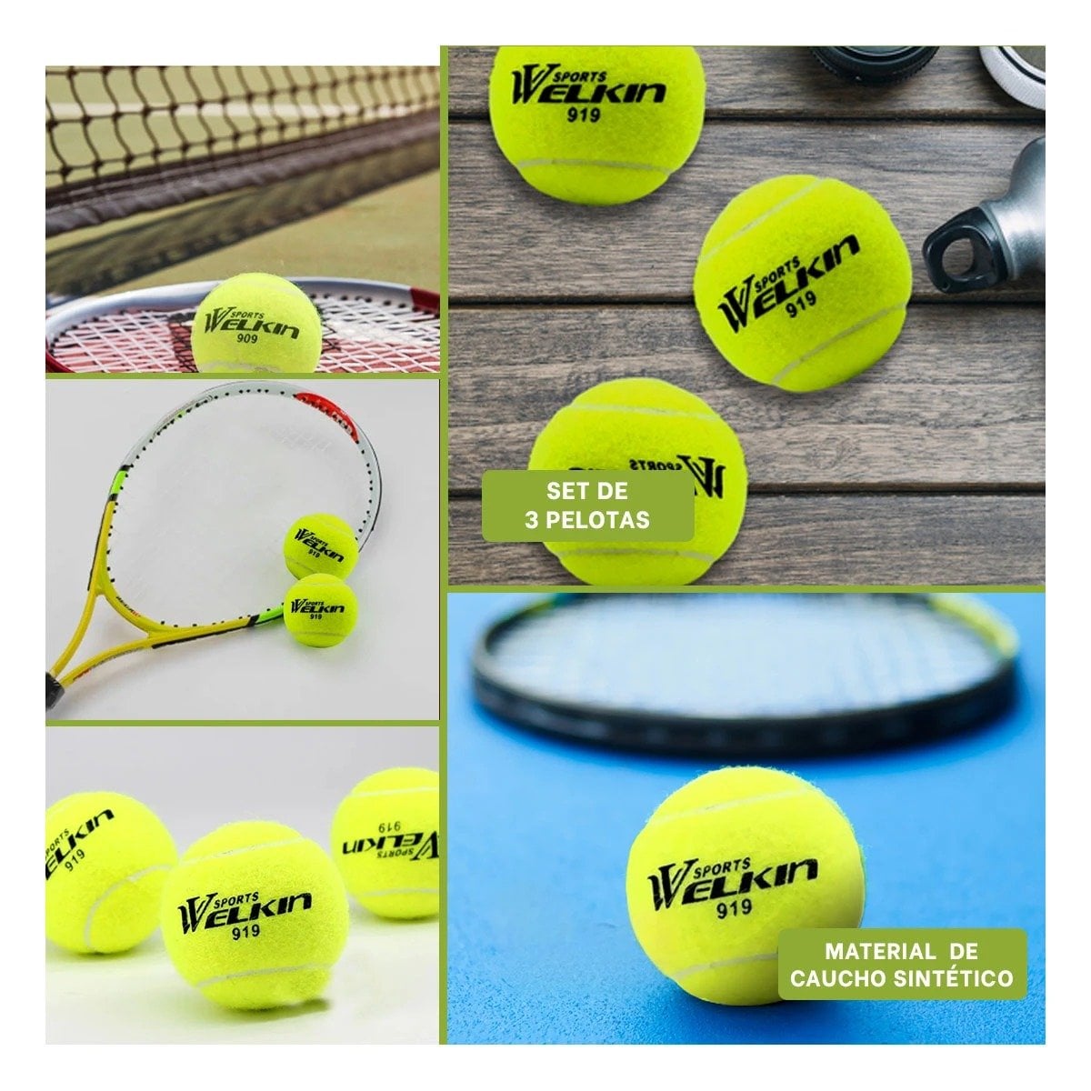 PACK6 LOTE 3 PELOTAS DE TENIS TENNIS BALLS PARA USO DEPORTIVO Y+PAPEL REGALO - 3