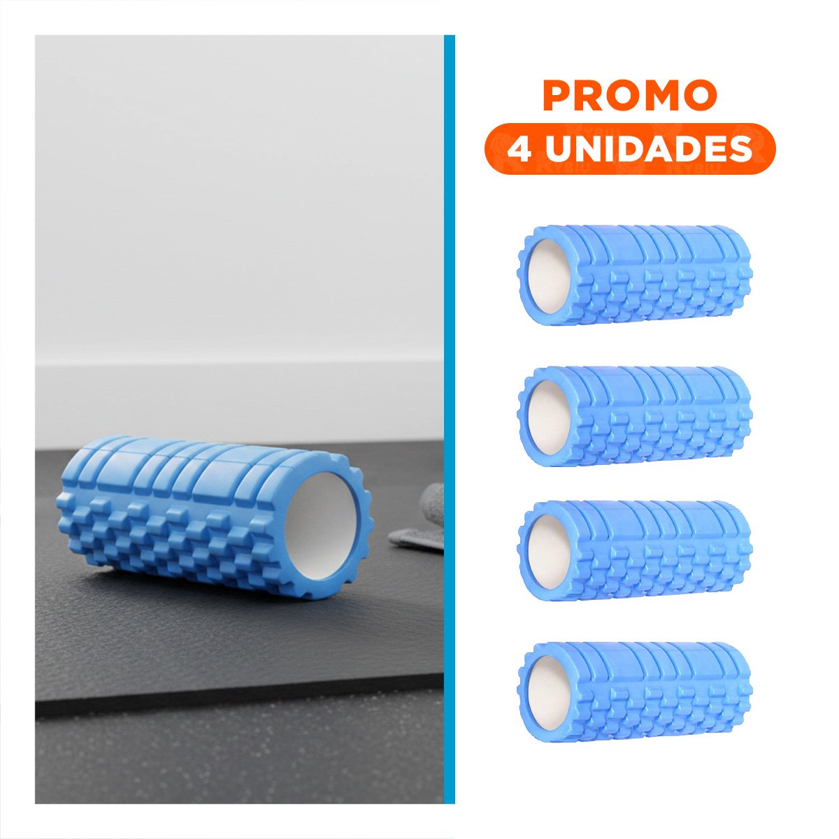 PACK4 ROLLO DEPORTIVO 29X9 EN CELESTE RESISTENTE PARA MASAJE DEPORTIVO EN CASA Y+REGALO STICKER - 1