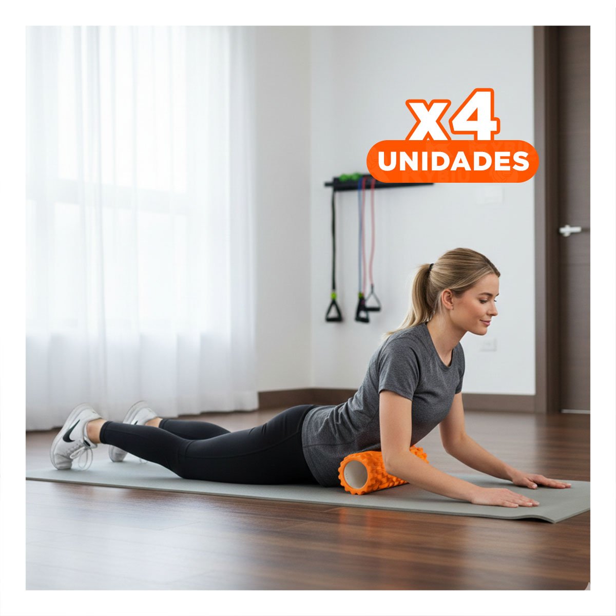 PACK4 RODILLO ROLLER 29X9 EN ANARANJADO VERSATIL PARA YOGA Y ENTRENAMIENTO - 1