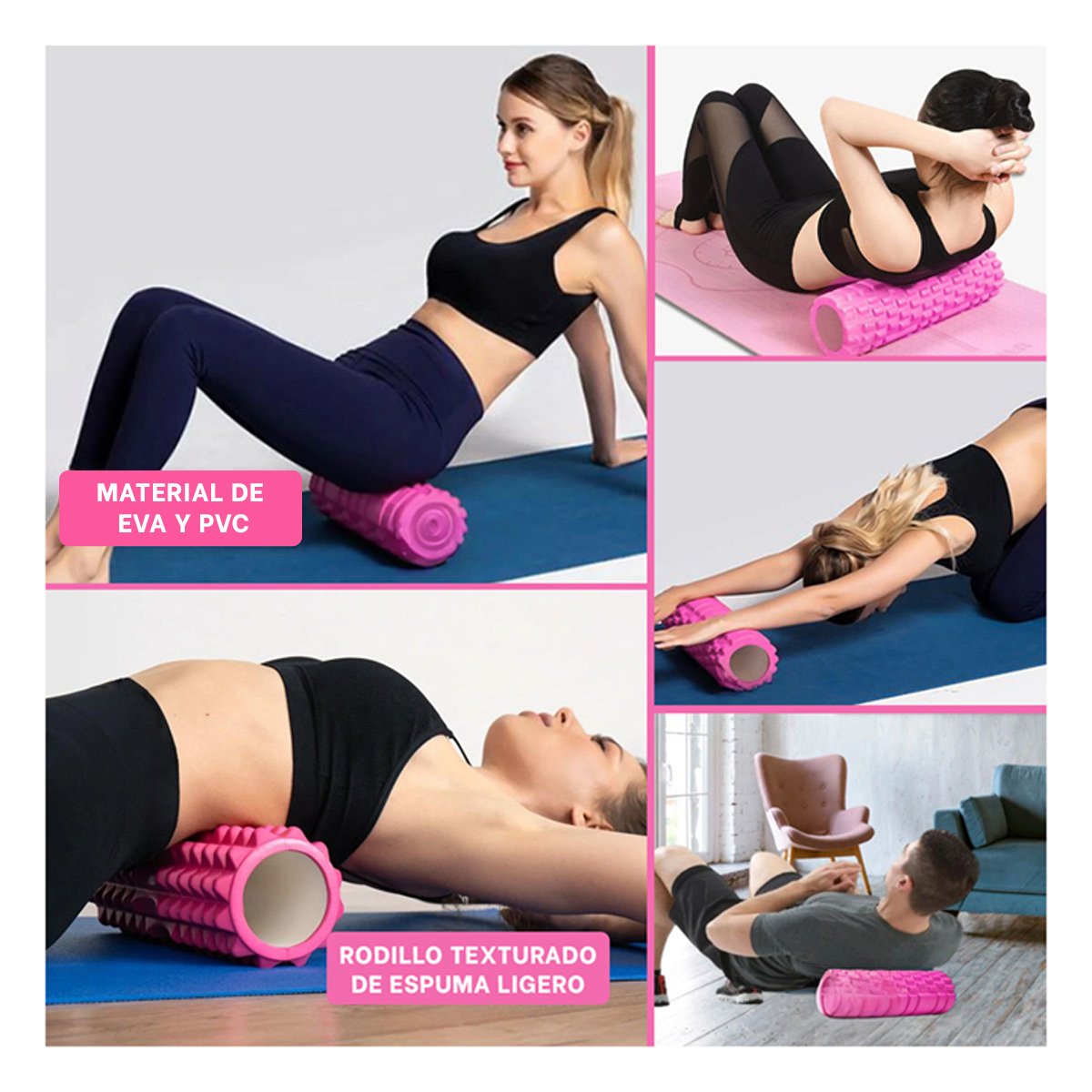 PACK12 ROLLO DEPORTIVO 29X9 EN FUCSIA PROFESIONAL PARA YOGA Y ESTIRAMIENTO Y+PAPEL REGALO - 2