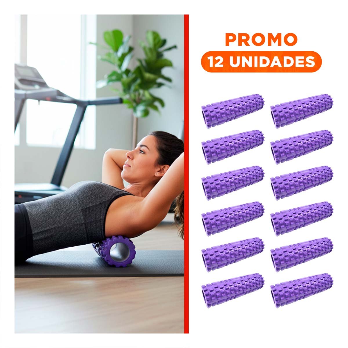 PACK12 TUBO DE MASAJE 29X9 EN MORADO DURABLE PARA EJERCICIO EN HOGAR Y+REGALO STICKER - 1