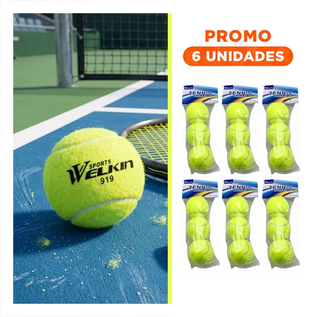PACK6 COMBO 3 PELOTAS DE TENIS TENNIS BALLS PARA ACADEMIA DE TENIS - 1
