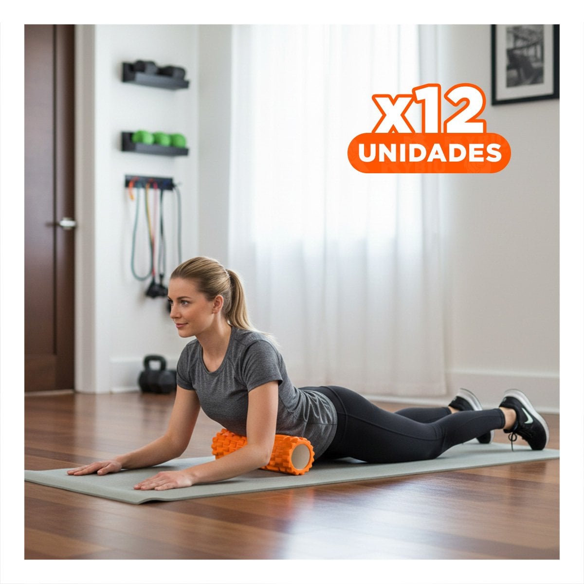 PACK12 CILINDRO ROLLER 29X9 EN ANARANJADO PRACTICO PARA MASAJES Y FITNESS - 1