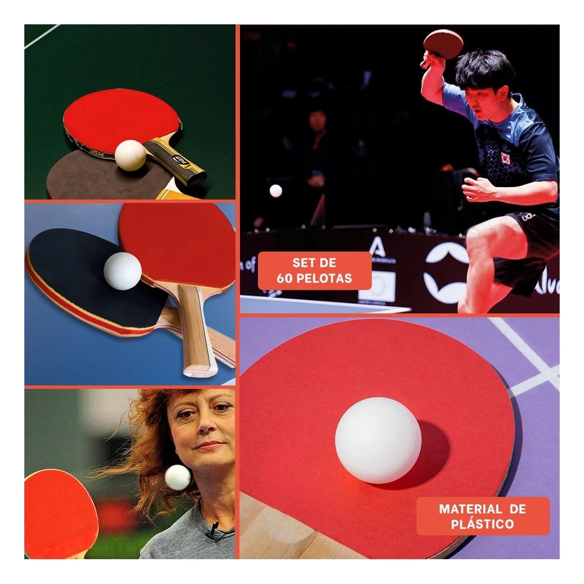PACK4 LOTE 60 PELOTAS DE PING PONG BLANCO PARA USO EN MESA PROFESIONAL Y+REGALO STICKER - 2