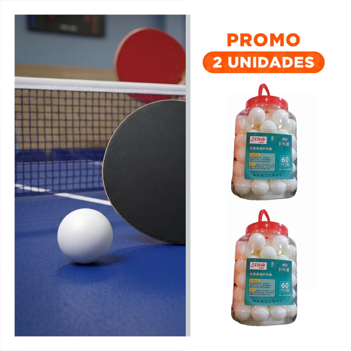 PACK2 LOTE 60 PELOTAS DE PING PONG BLANCO PARA PRACTICA DEPORTIVA - 1