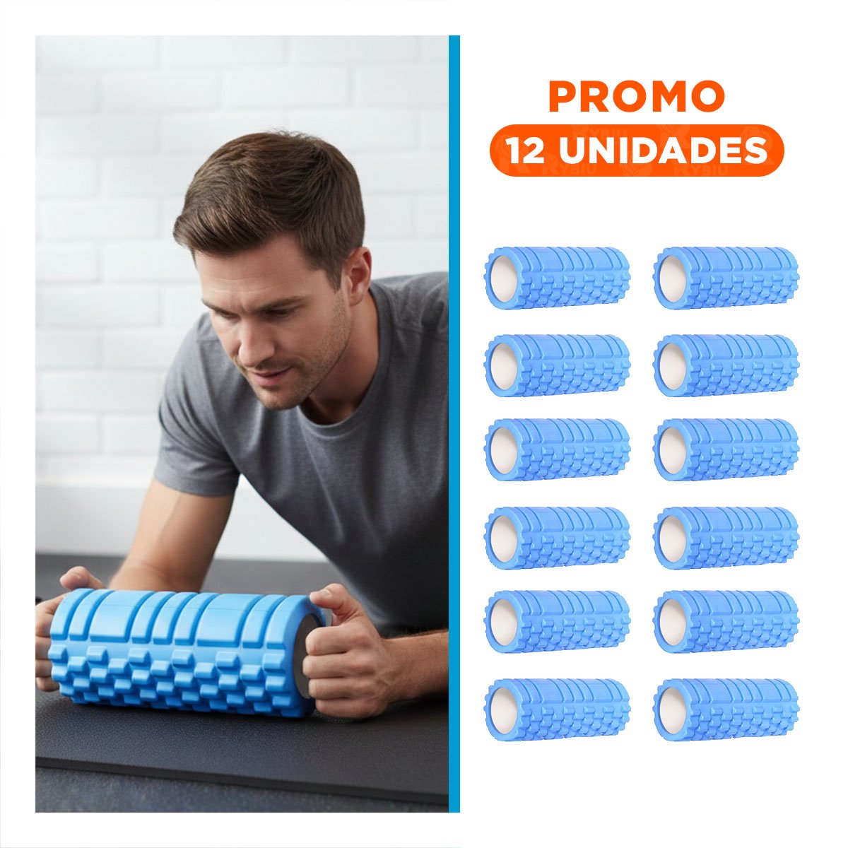 PACK12 TUBO DE MASAJE 29X9 EN CELESTE DURABLE PARA EJERCICIO EN HOGAR Y+REGALO STICKER - 1