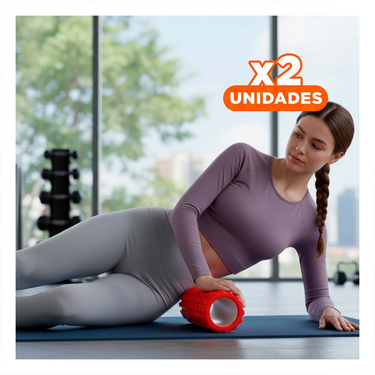 PACK2 ESPUMA ROLLER 29X9 EN ROJO PORTATIL PARA MASAJE Y RECUPERACION Y+REGALO STICKER - 1
