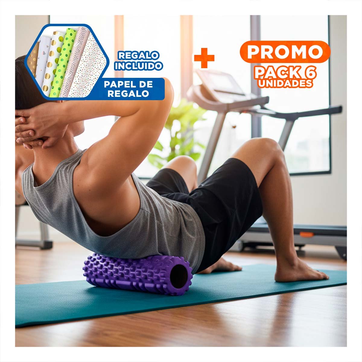PACK6 ESPUMA ROLLER 29X9 EN MORADO LIVIANO PARA ACTIVIDAD Y BIENESTAR Y+PAPEL REGALO - 1