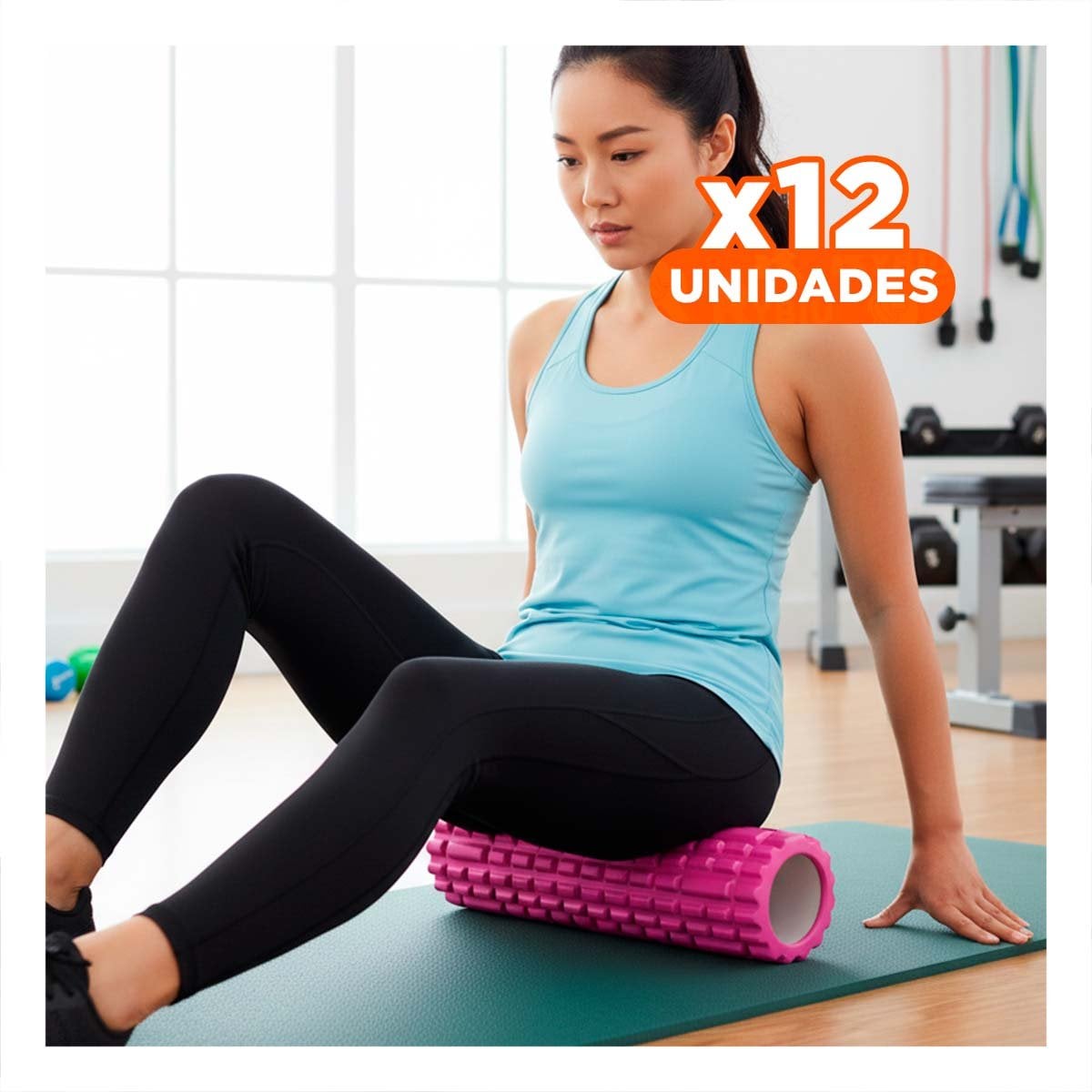 PACK12 CILINDRO ROLLER 29X9 EN FUCSIA PRACTICO PARA MASAJES Y FITNESS - 1