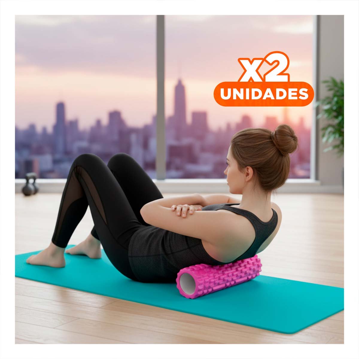 PACK2 ESPUMA ROLLER 29X9 EN FUCSIA PORTATIL PARA MASAJE Y RECUPERACION Y+REGALO STICKER - 1
