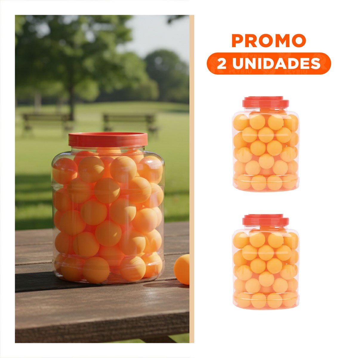 PACK2 LOTE 60 PELOTAS DE PING PONG ANARANJADO PARA MESA INTERIOR - 1