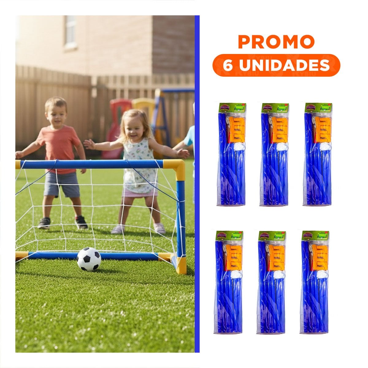 PACK6 PORTICO DE FUTBOL MINI 100X60 CM PRACTICO PARA ACTIVIDAD AL AIRE LIBRE - 1