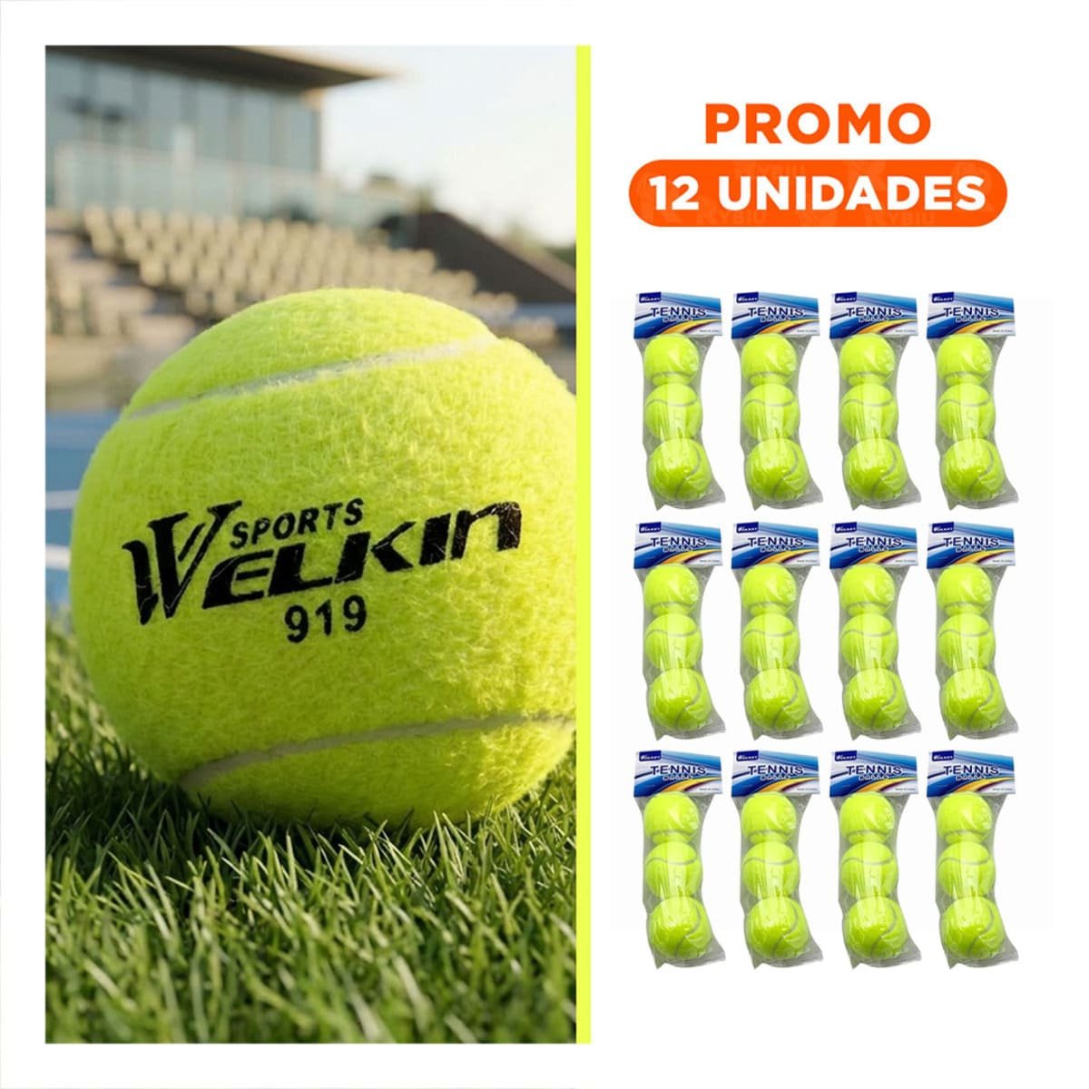 PACK12 COMBO 3 PELOTAS DE TENIS TENNIS BALLS PARA JUEGO EN CLUB Y+REGALO STICKER - 1