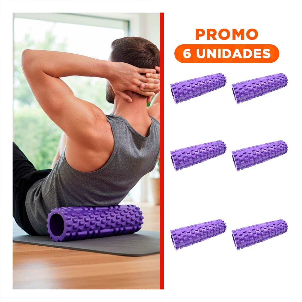 PACK6 TUBO DE MASAJE 29X9 EN MORADO ERGONOMICO PARA RECUPERACION MUSCULAR - 1