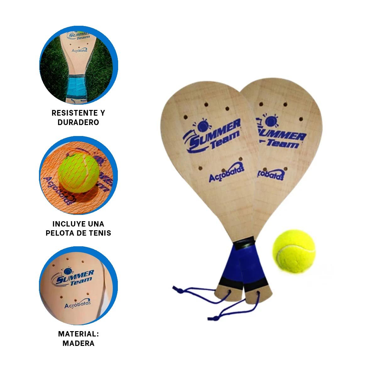 RAQUETAS DE PLAYA JUNIOR CON PELOTA PARA JUEGO RECREATIVO - 3