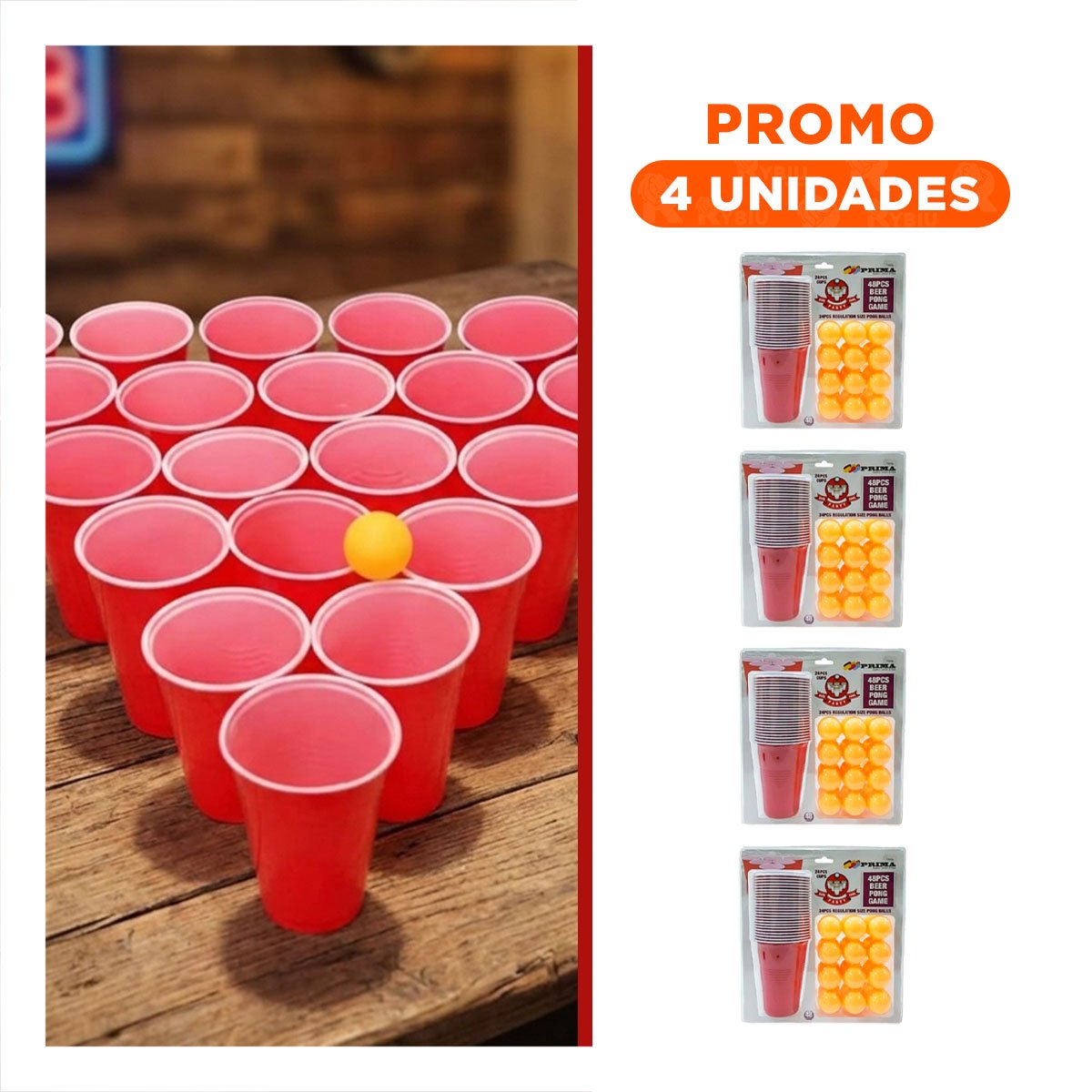 PACK4 PACK DE PING PONG CON VASOS PARA REUNIONES EN INTERIOR Y+REGALO STICKER - 1