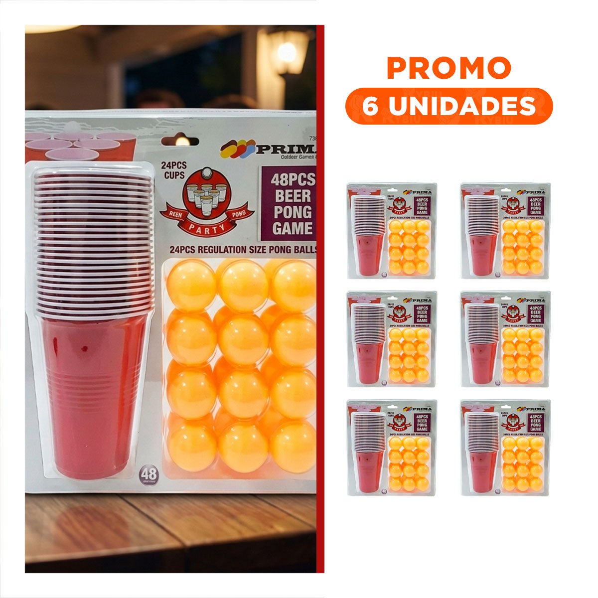 PACK6 JUEGO DE PING PONG CON VASOS PARA FIESTAS Y EVENTOS - 1