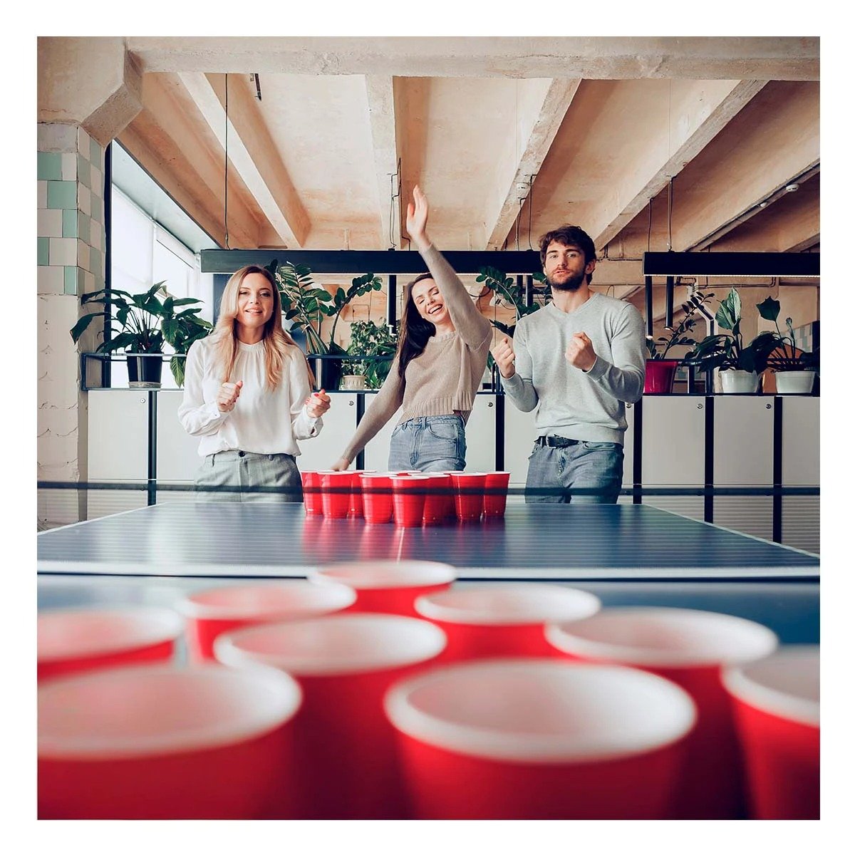 PACK6 SET DE PING PONG CON VASOS PLASTICOS PARA CELEBRACIONES Y+PAPEL REGALO - 2