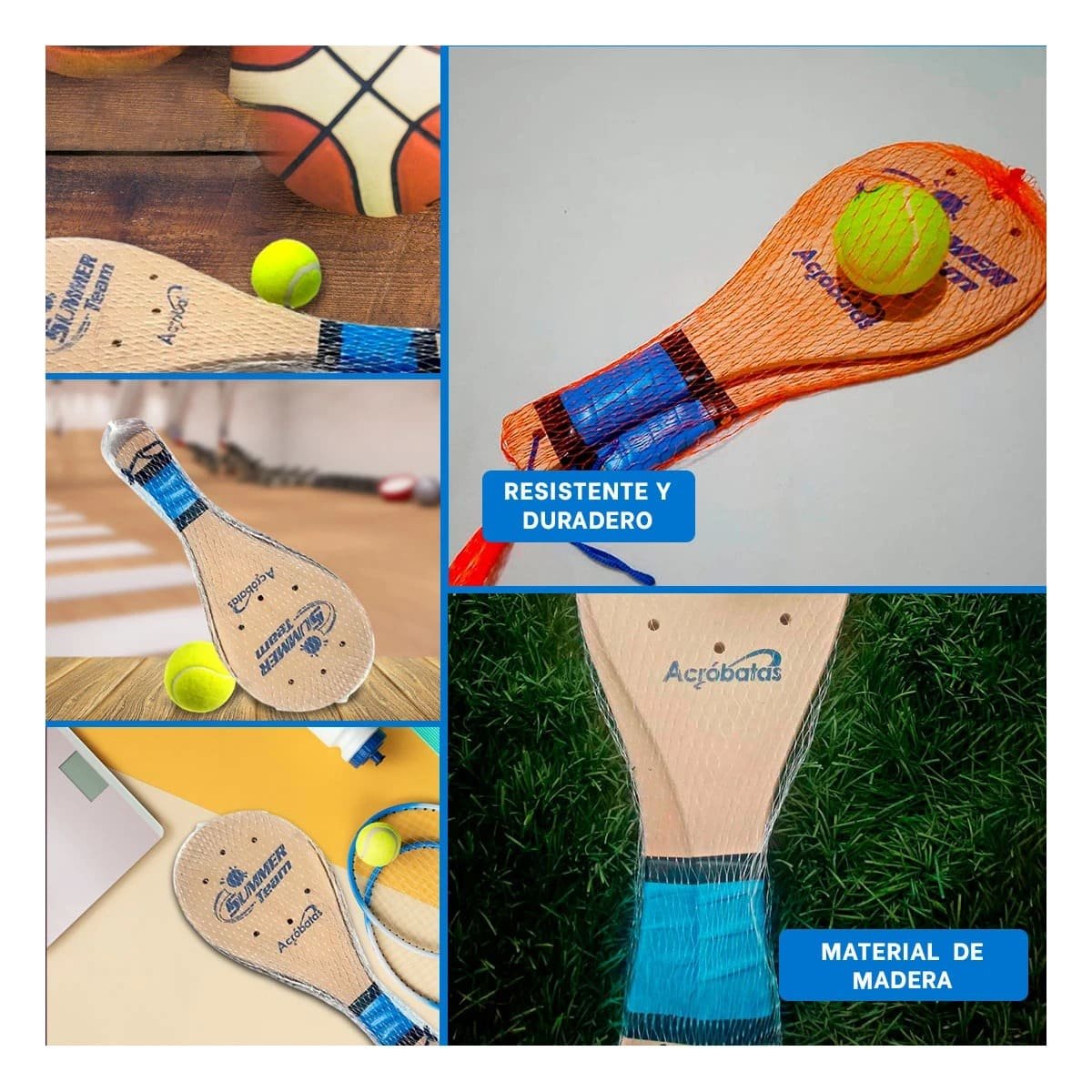 PACK4 SET DE PALETAS DE PLAYA PARA ADULTO CON PELOTA PARA ENTRETENIMIENTO Y+REGALO STICKER - 2