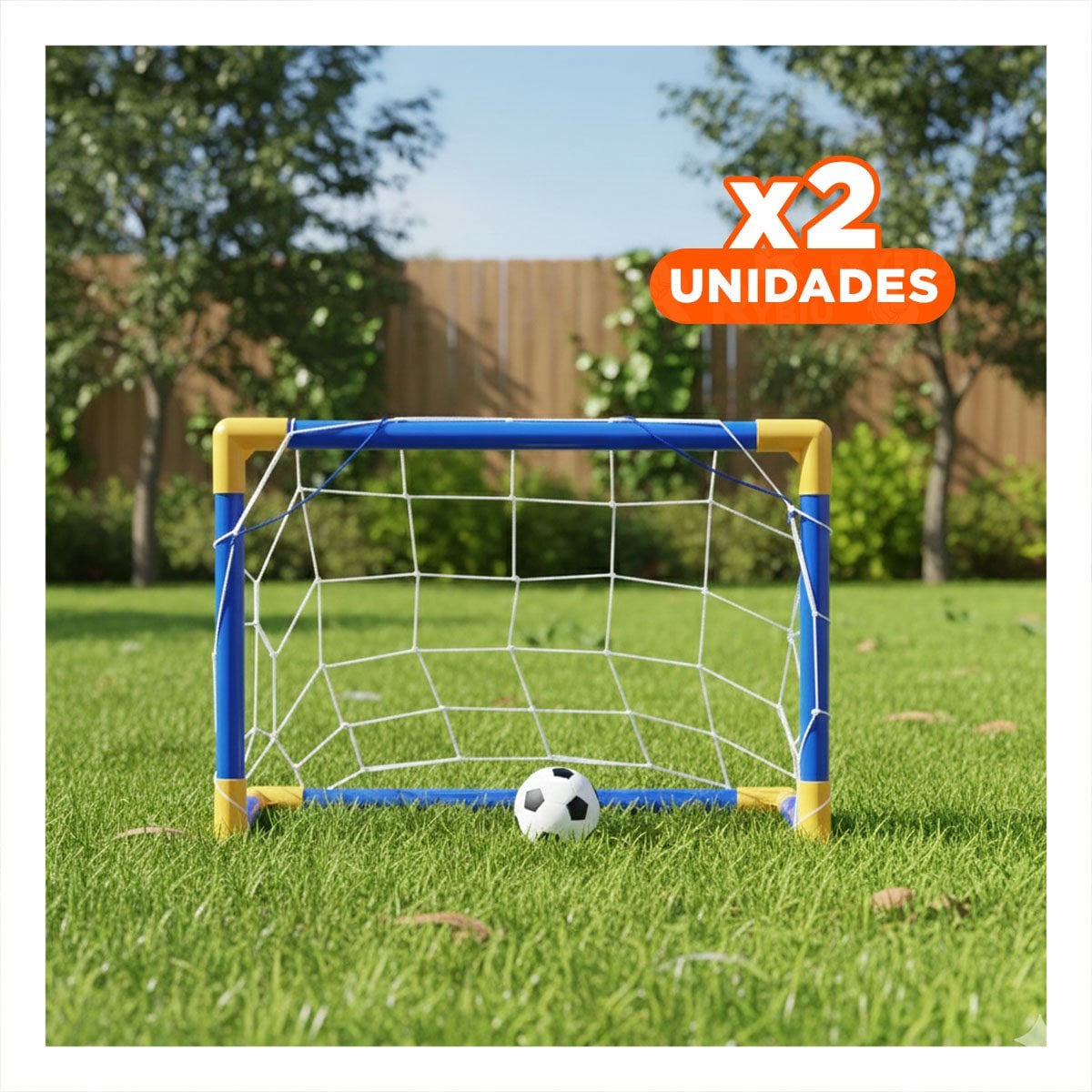 PACK2 META DE FUTBOL MINI 100X60 CM LIVIANA Y FACIL DE GUARDAR Y+REGALO STICKER - 1