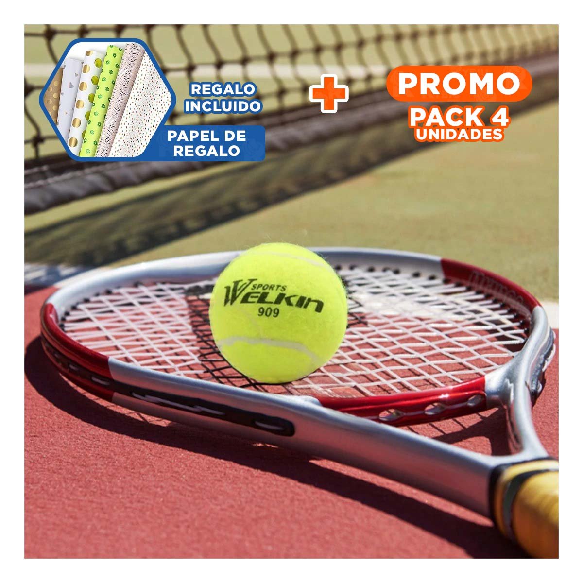 PACK4 PACK 3 PELOTAS DE TENIS TENNIS BALLS PARA PRACTICA EN CLUB Y+PAPEL REGALO - 1