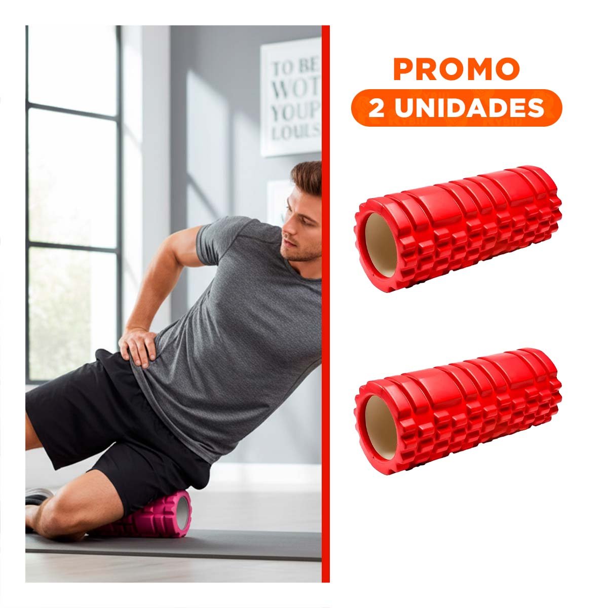 PACK2 ROLLO DEPORTIVO 29X9 EN ROJO DURABLE PARA ESTIRAMIENTO Y ACTIVIDAD FISICA - 1