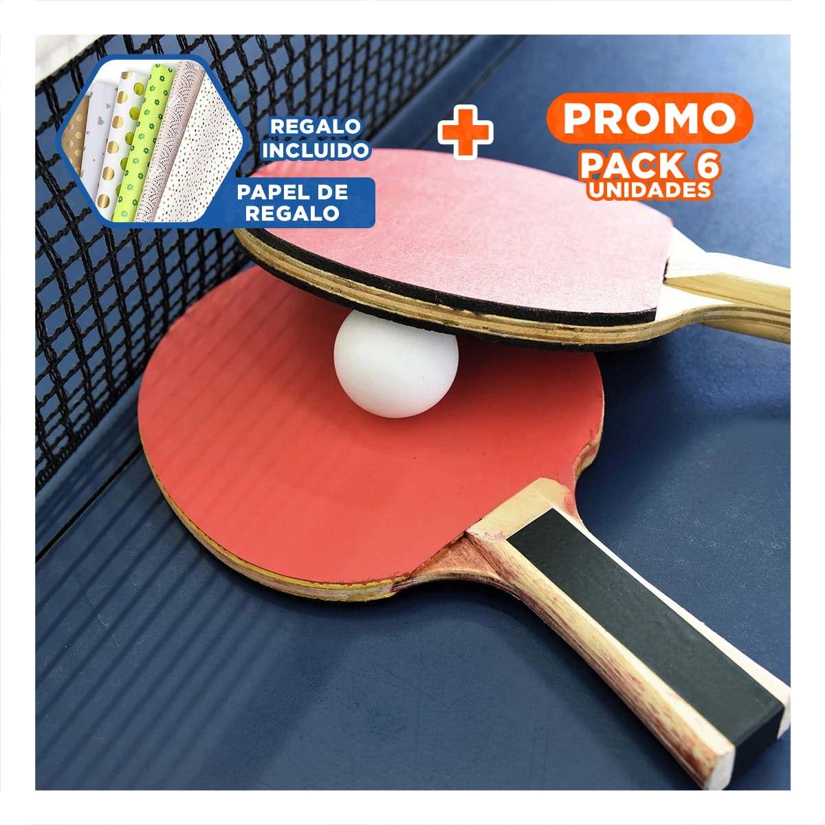 PACK6 PACK 60 PELOTAS DE PING PONG BLANCO PARA PRACTICA EN CLUB Y+PAPEL REGALO - 1