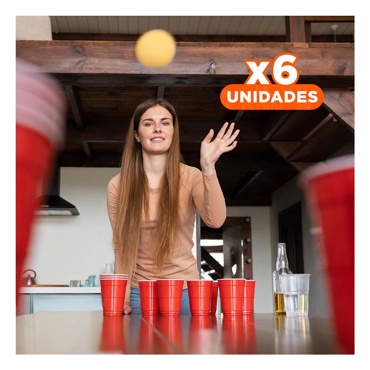 PACK6 KIT DE PING PONG CON VASOS PARA JUEGO SOCIAL Y+REGALO STICKER - 1