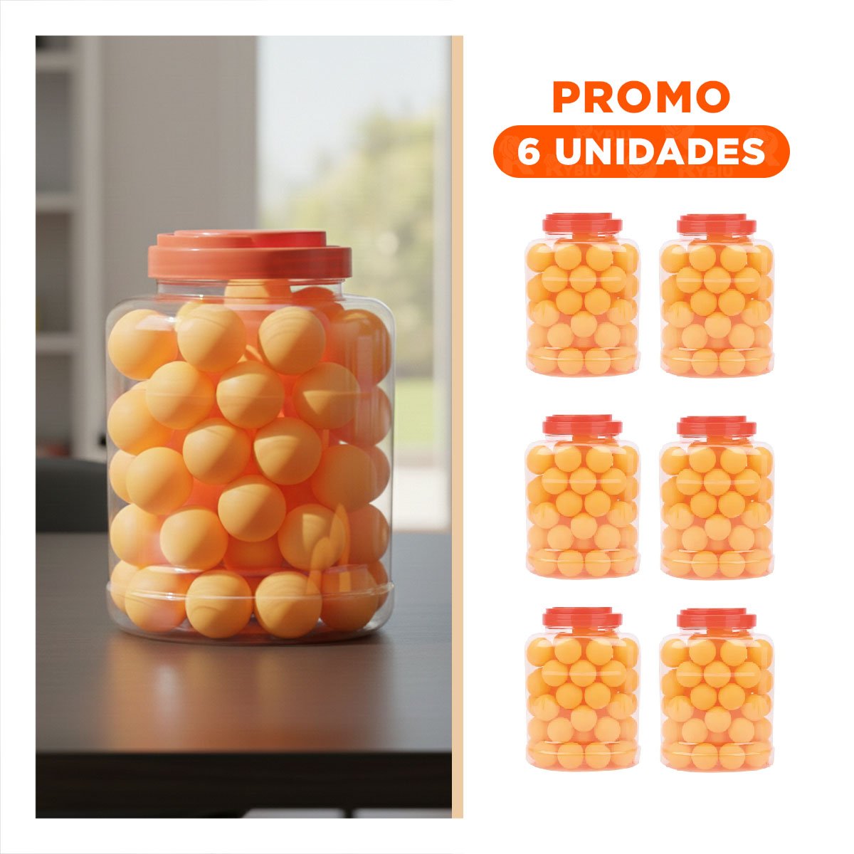 PACK6 SET 60 PELOTAS DE PING PONG ANARANJADO PARA ENTRENAMIENTO EN CLUB - 1
