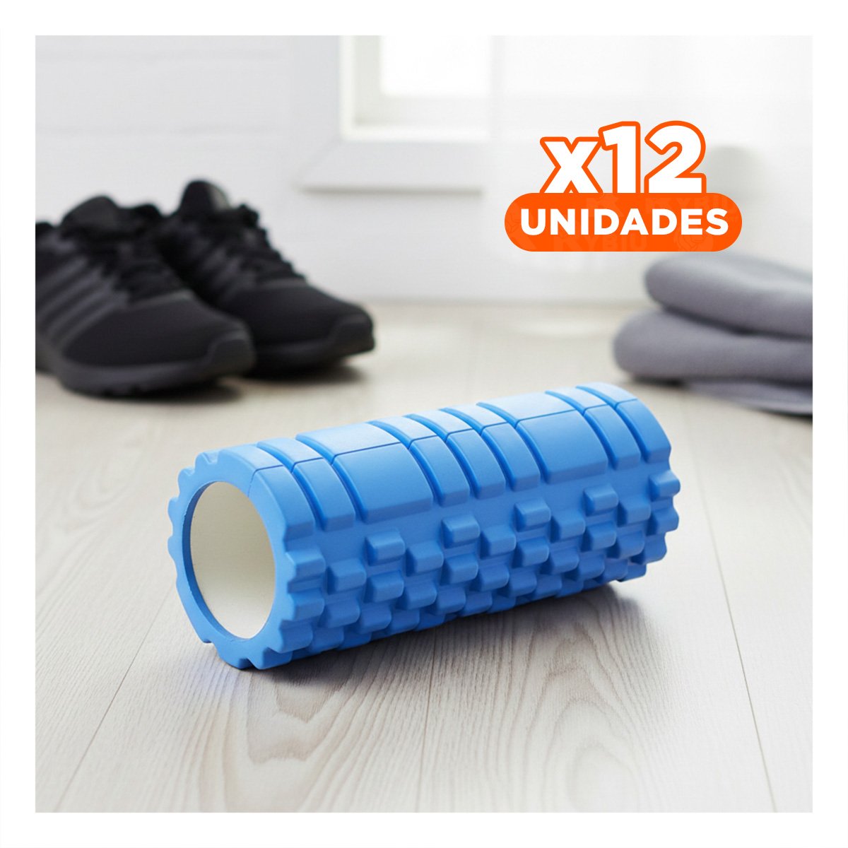 PACK12 CILINDRO ROLLER 29X9 EN CELESTE PRACTICO PARA MASAJES Y FITNESS - 1