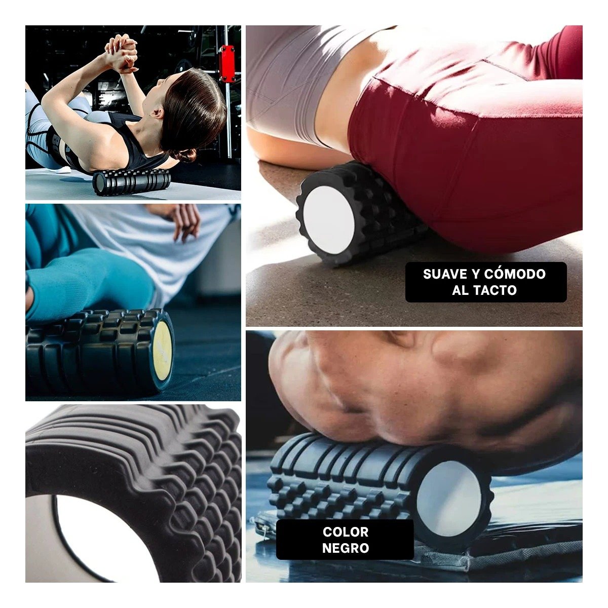 RODILLO ROLLER 29X9 EN NEGRO ANTIDESLIZANTE PARA MASAJES Y YOGA EN CASA Y+LIGAS REGALO - 5
