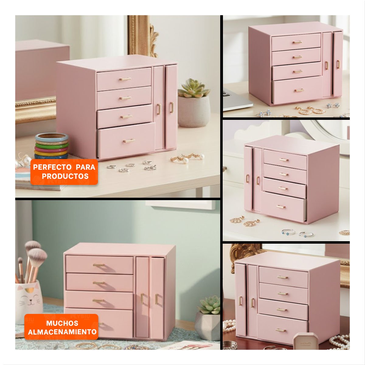 CAJA DE ACCESORIOS GRANDE 4 NIVELES HORIZ Y 2 VERT ROSADO Y+POST IT - 5