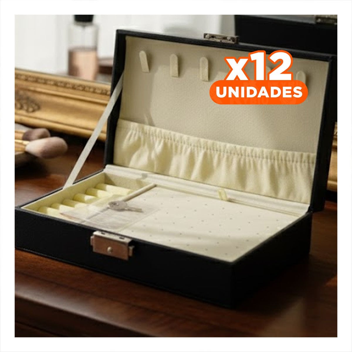 PACK12 COFRE PRACTICO RECTANGULAR NEGRO 20,5X12,5X5,5CM PARA JOYAS - 1