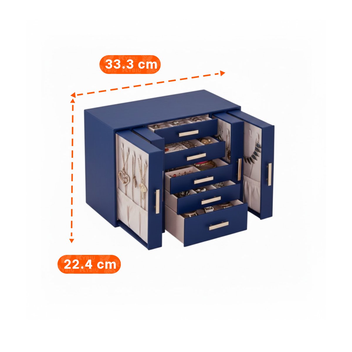 ORGANIZADOR DE JOYAS CELESTE CON DISEÑO MODERNO Y GRAN CAPACIDAD Y+REGALO STICKER - 4