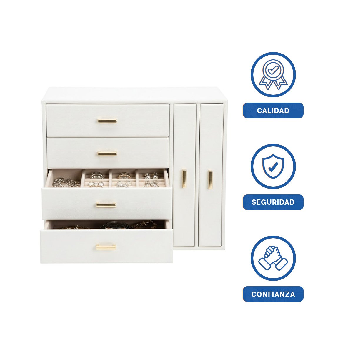 ORGANIZADOR DE ACCESORIOS GRANDE 4 NIVELES HORIZ Y 2 VERT BLANCO Y+LIGAS REGALO - 3