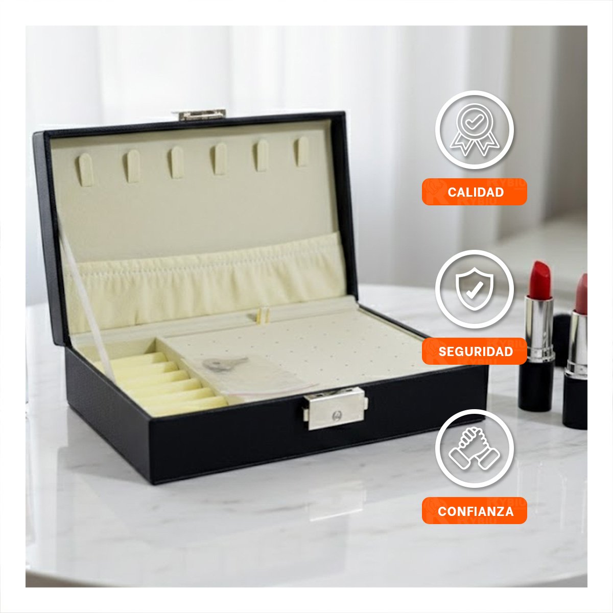 CONTENEDOR ORGANIZADOR RECTANGULAR NEGRO 20,5X12,5X5,5CM PARA ACCESORIOS Y+PAPEL REGALO - 3