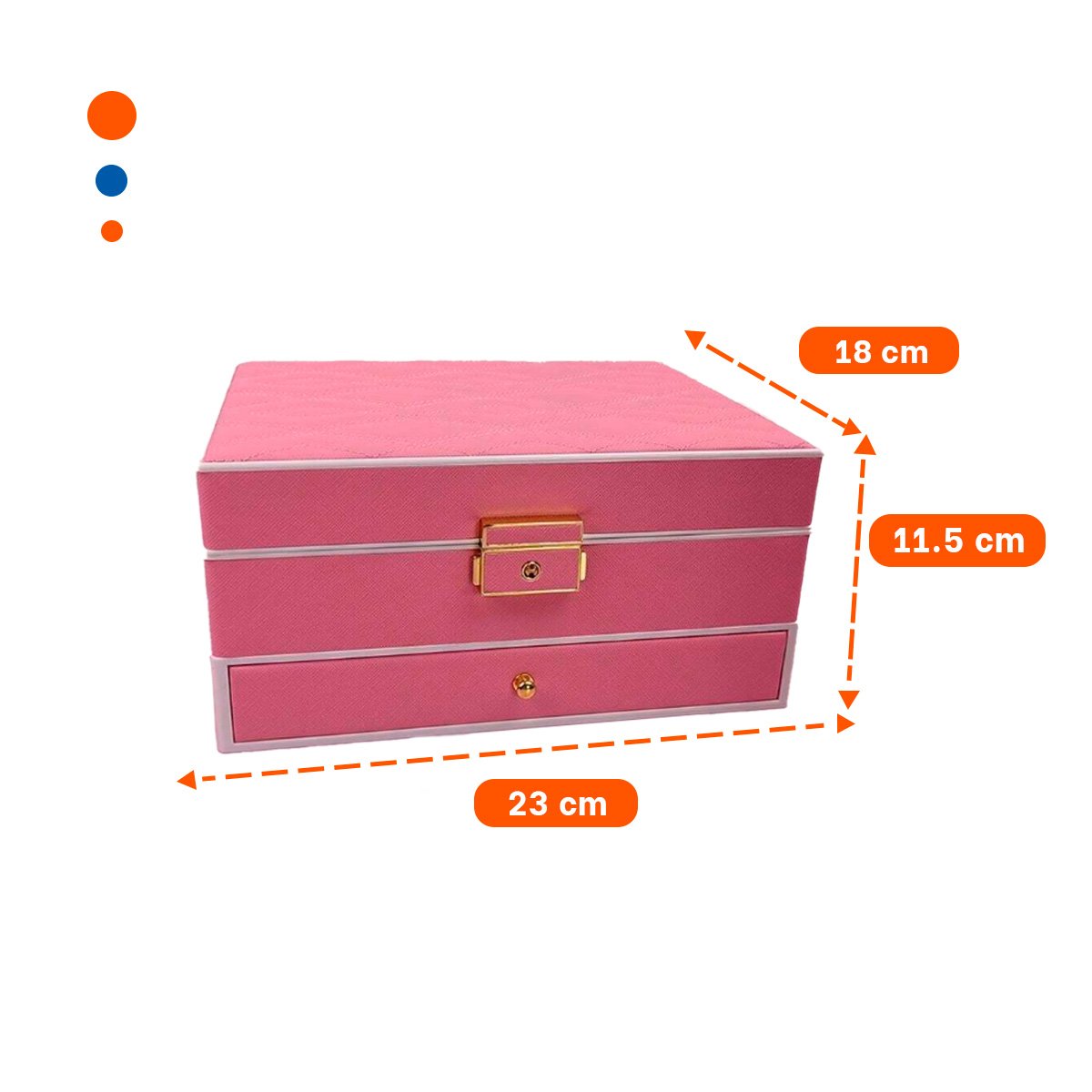ORGANIZADOR DE JOYAS 2 NIVELES CON ESPEJO LED ROSADO PARA DORMITORIO Y+REGALO STICKER - 4