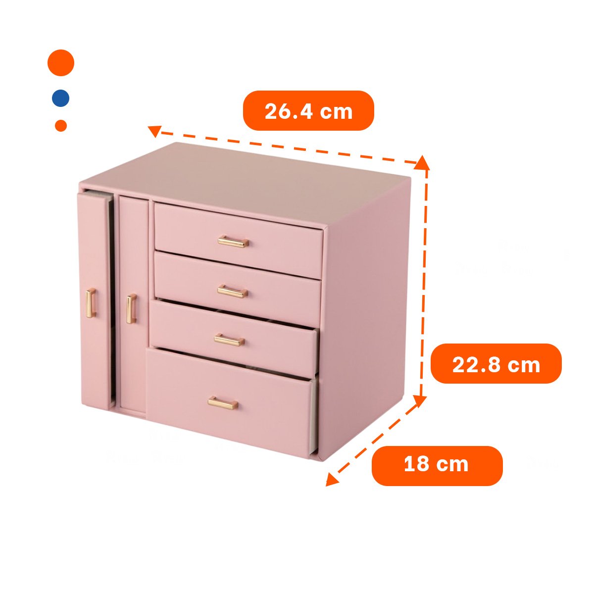 PACK2 JOYERO FUNCIONAL 4 NIVELES HORIZ Y 2 VERT ROSADO PARA ORGANIZAR JOYAS Y+PAPEL REGALO - 4