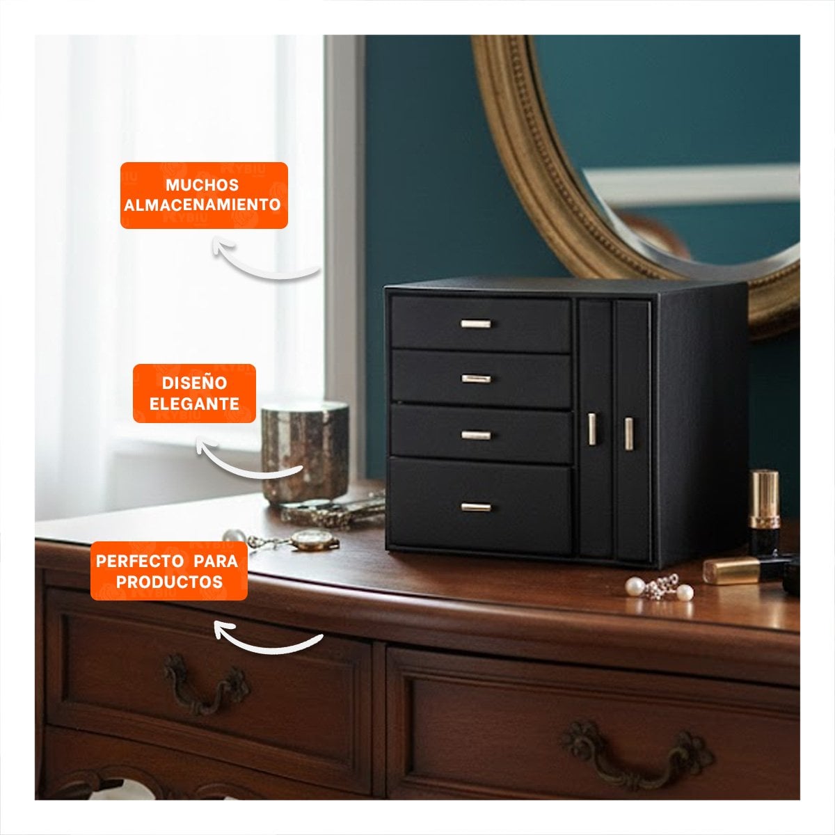 CAJA DE ACCESORIOS GRANDE 4 NIVELES HORIZ Y 2 VERT NEGRO Y+POST IT - 2