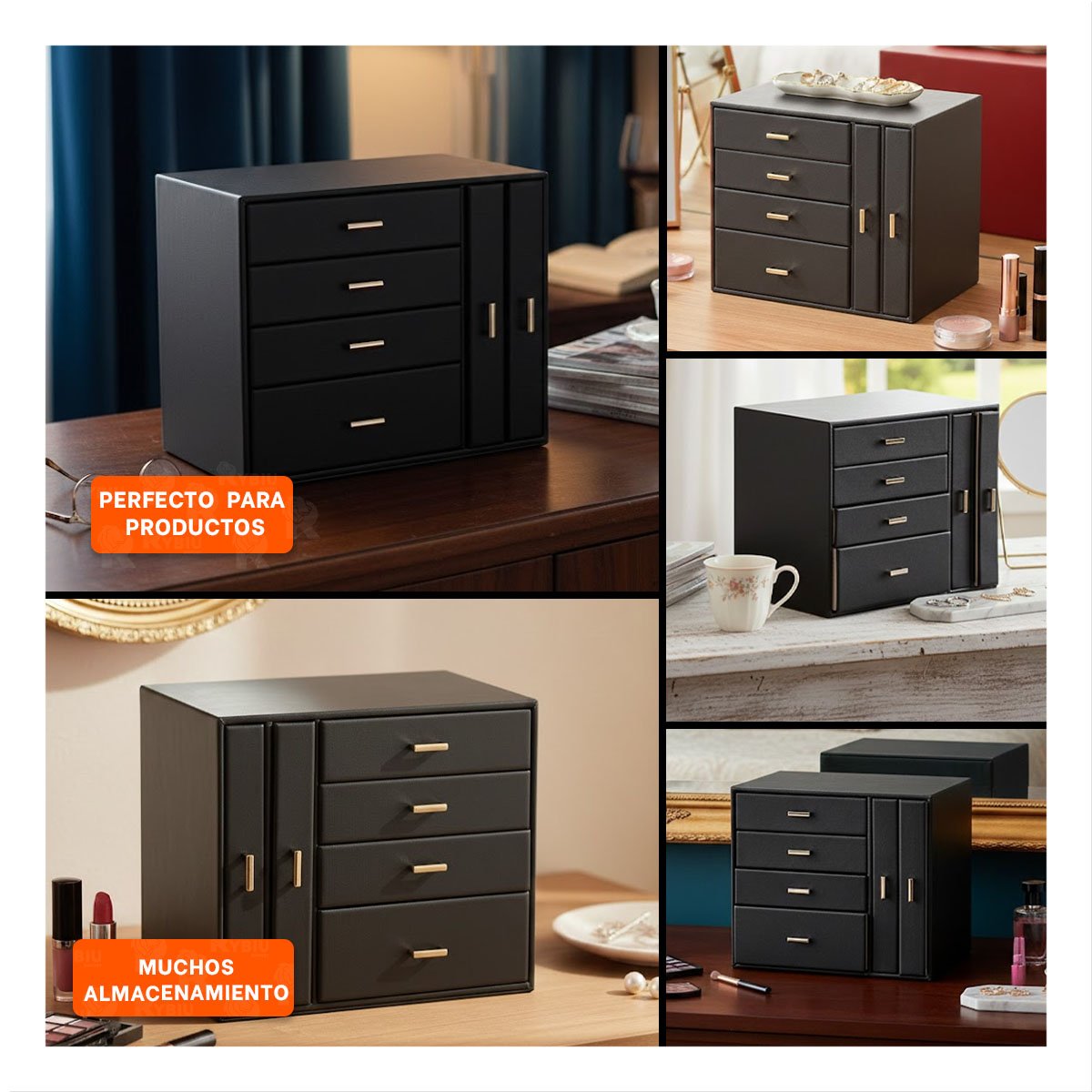 CAJA DE ACCESORIOS GRANDE 4 NIVELES HORIZ Y 2 VERT NEGRO Y+POST IT - 5