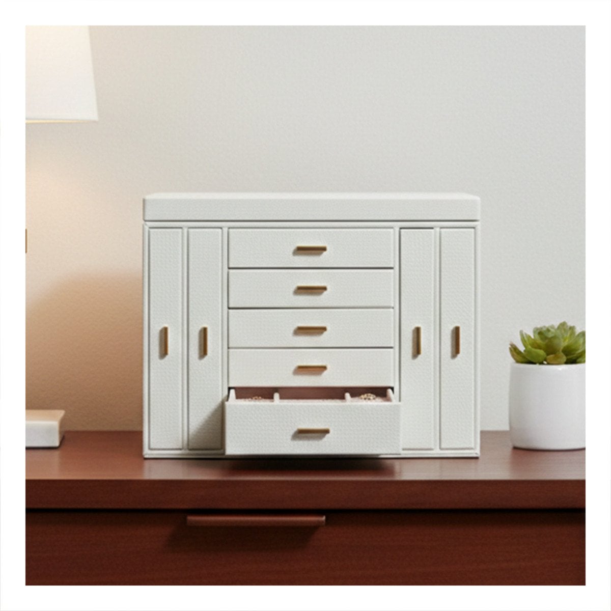 ORGANIZADOR DE BISUTERIA BLANCO CON CINCO NIVELES DE ALMACENAMIENTO Y+REGALO STICKER - 2