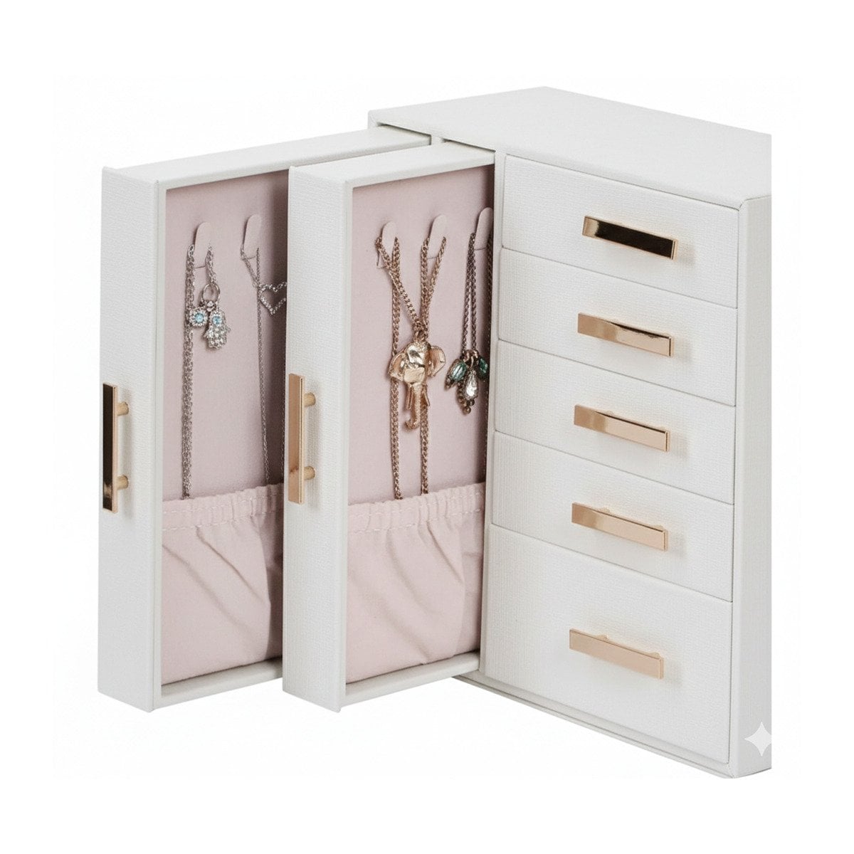 ORGANIZADOR DE BISUTERIA BLANCO CON CINCO NIVELES DE ALMACENAMIENTO Y+REGALO STICKER - 3