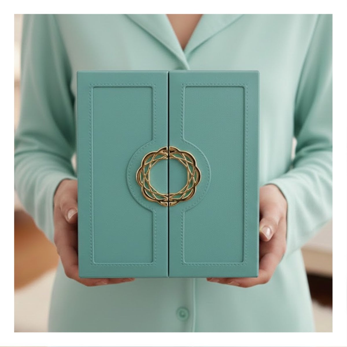 PACK2 ORGANIZADOR CELESTE DE JOYAS CON DISTRIBUCIÓN INTERNA ORDENADA Y+REGALO STICKER - 3