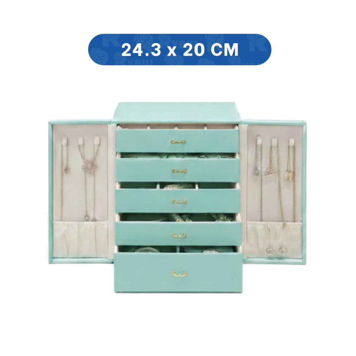 PACK2 ORGANIZADOR CELESTE DE JOYAS CON DISTRIBUCIÓN INTERNA ORDENADA Y+REGALO STICKER - 4