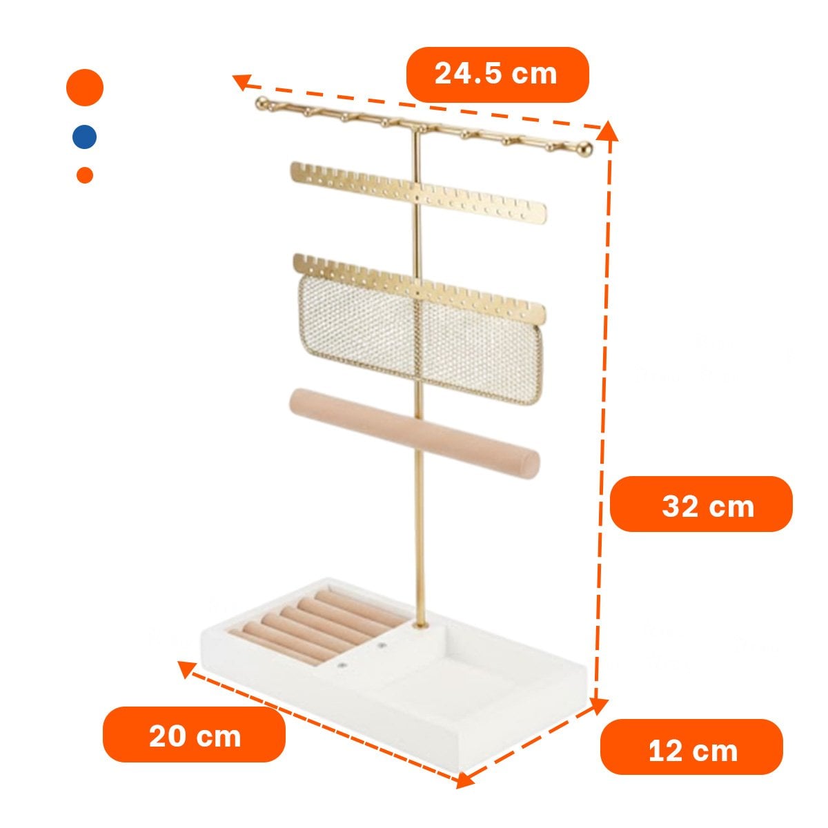 PACK2 EXHIBIDOR METALICO DE JOYAS 24,5X32X12CM DORADO PARA ANILLOS Y+PAPEL REGALO - 4