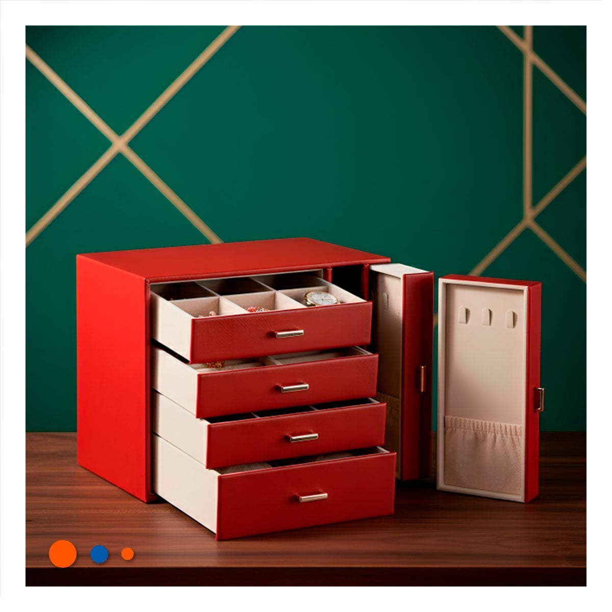 PACK2 ESTUCHE DE ACCESORIOS GRANDE 4 NIVELES HORIZ Y 2 VERT ROJO PARA ORGANIZACION - 3