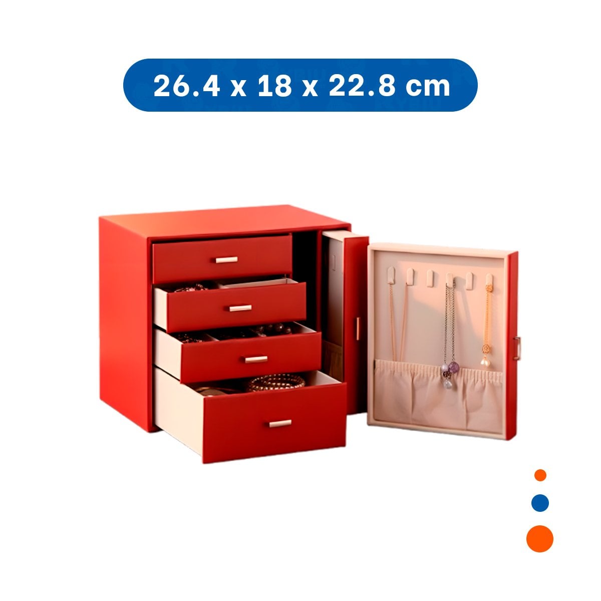 PACK2 ESTUCHE DE ACCESORIOS GRANDE 4 NIVELES HORIZ Y 2 VERT ROJO PARA ORGANIZACION - 4