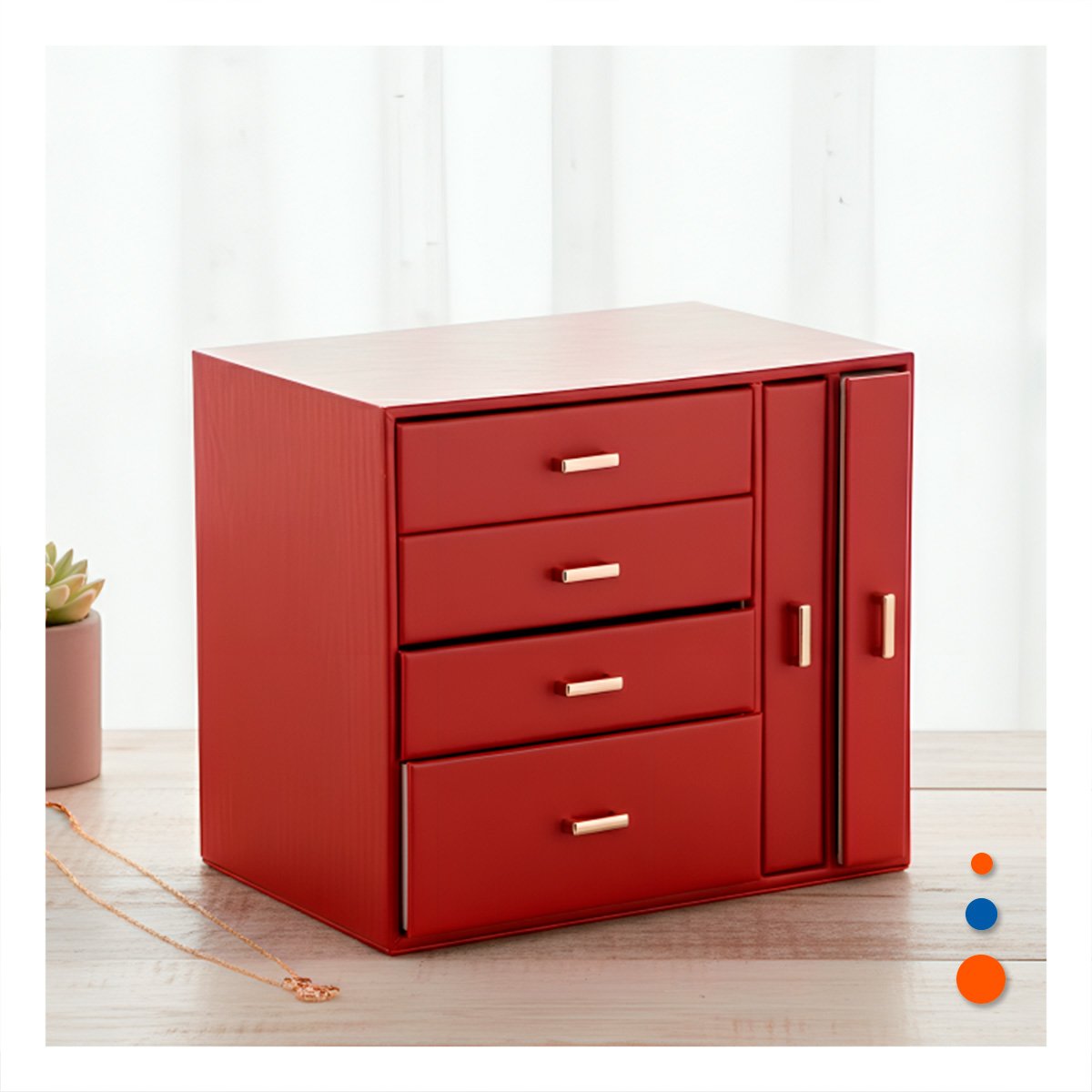ORGANIZADOR DE ACCESORIOS GRANDE 4 NIVELES HORIZ Y 2 VERT ROJO PARA TOCADOR Y+LIGAS REGALO - 1