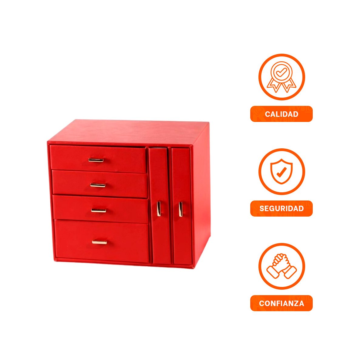 ORGANIZADOR DE ACCESORIOS GRANDE 4 NIVELES HORIZ Y 2 VERT ROJO PARA TOCADOR Y+LIGAS REGALO - 3